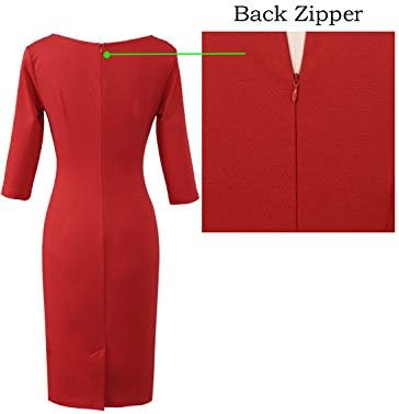 VFSHOW Womens Work Business Office Zipper Up Slim Bodycon Sheath Dress
