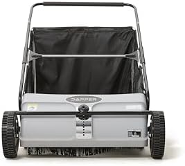 Dapper Supply 26-Inch Push Lawn Sweeper, Grass, Lawn and Leaf Cleanup Collector with Large 7 cu. ft. Hopper Bag, and Dual Spinning Brushes, Grey