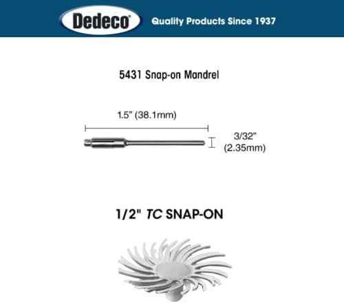 Dedeco Sunburst Radial Bristle Discs - 1/2” (12mm) Dia, Snap On, TC Bristles - Cleaning Buffer Polisher Rotary Tool Accessories, Medium 120 Grit, White Aluminum Oxide - 30 Piece Per Pack