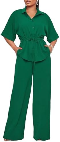 Two Piece Sets for Women Dressy Shirt Top Flared Pants Business Pantsuits