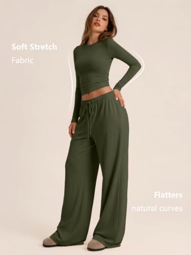 Trendy Queen Women's 2 Piece 2026 Fall Fashion Lounge Set with Pockets