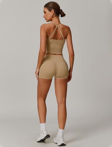 QBGJTD Two Piece Workout Sets For Women Tank Top Matching High Waist Booty Lifting Shorts Gym Yoga Active Wear Outfits