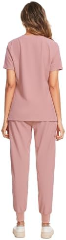 COZYFIT Scrubs for Women Set - Stretch V-Neck & Jogger Pant with 9 Pockets