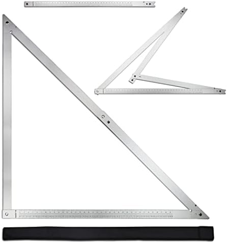 48 Aluminum Folding Square | Adjustable 45° & 90° Angles for Framing/Roofing/Staircases | Professional Woodworking & Construction Triangle Ruler Tool