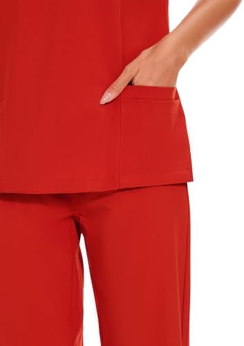 COZYFIT Scrubs for Women Set - Stretch V-Neck & Jogger Pant with 9 Pockets