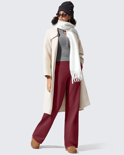 G4Free EverGoing Fleece Lined Wide Leg Pants for Women Dressy Work Casual