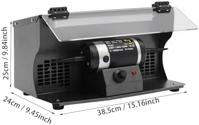Polishing Machine, 200W Dual-Switch Control Polishing Grinder with Dust Collector and Two Mounting Shafts, Variable Speed Bench Electric Polishing Machine For Jewelry, Hardware and Small Workpieces
