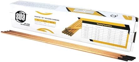 SÜA - DC Copper Coated Pointed Carbon Gouging Rod - 5/32" x 12" - (400 Rods)