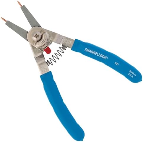 Channellock Snap Ring Plier 927 - Precision Circlip Retaining Ring Pliers, 5 Tips, Made in USA - 8-Inch