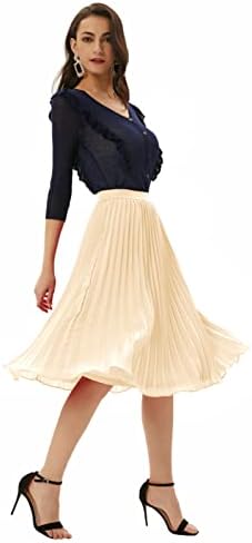 GRACE KARIN Pleated Midi Skirt for Women Chiffon A-Line Outfits