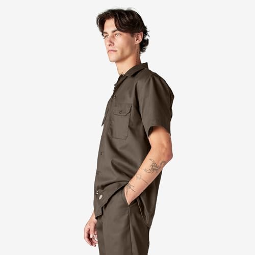Dickies Men’s Short Sleeve Work Shirt – Durable Twill Button Down Shirts for Men, Lightweight Uniform for Daily Wear