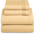 Hearth & Harbor Twin Size Sheets - 3 Piece Bed Sheet Set, Hotel Luxury Double Brushed Bed Sheets - Extra Soft Bedding Sheets & Pillowcases, Twin, Camel Gold