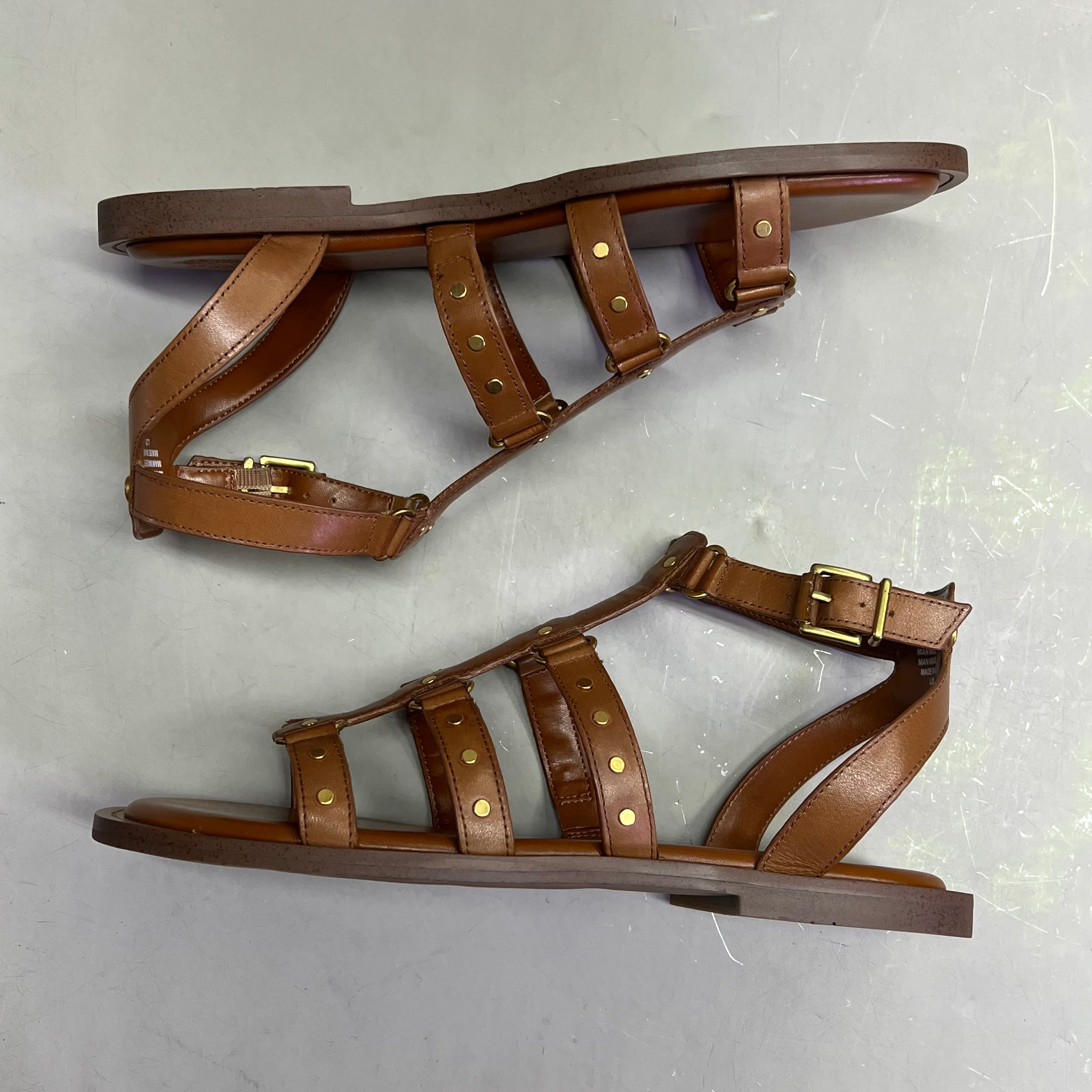 VINCE CAMUTO Leather Studded Gladiator Sandals Women's Sz 8.5M Caramelo VC-Claira