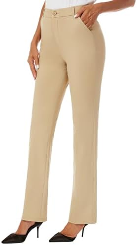 iChosy Women's Stretch Straight Leg Dress Work Pants Business Casual Slacks