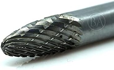 Benchmark Abrasives 6” Tree Shape Radius Double Cut Tungsten Carbide Die Grinder Bits Metal Deburring Tool Rotary Burr, 1/4 Inch Shaft, Engraving Tool for Woodworking Shaping Carving (SF-1)