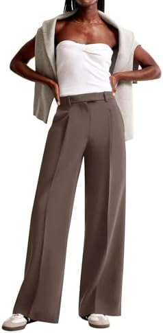 NIMIN Women Wide Leg Work Pants High Waisted Dress Trousers with Pockets