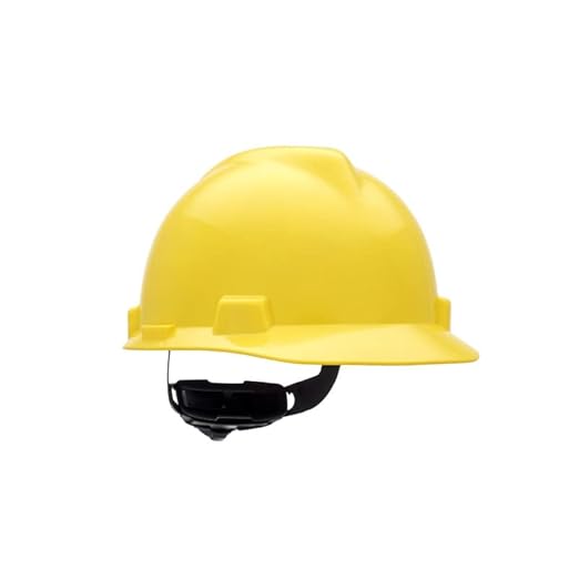 MSA 477479 V-Gard Cap Style Safety Hard Hat With Fas-Trac III Ratchet Suspension | Polyethylene Shell, Superior Impact Protection, Self Adjusting Crown Straps - Small Size in Yellow