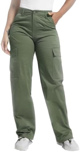 Soulsfeng Women's Baggy Cargo Pants Relaxed Fit Casual Cotton Hiking Pants with 6 Pockets