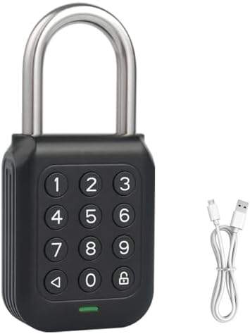 Smart Padlock Alpha1 Heavy-Duty Electronic Padlock Combination Weatherproof Digital Keypad Number Button Locks with Code, Outdoor/Indoor Use with Upgraded Security Features (Black)
