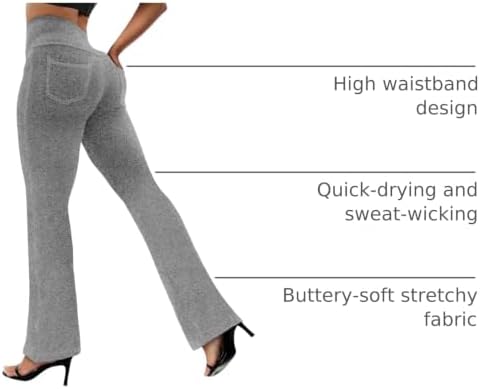 VOOVEEYA Women's Bootcut Leggings - Bootleg Yoga Pants Flare with 4 Pockets