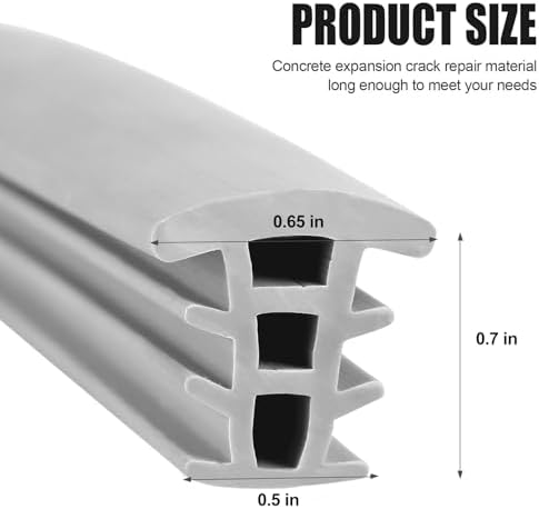 Flexible EPDM Rubber Strip for Concrete Crack Repair and Replacement, Rubber Expansion Joint Filler, Weather and Aging Resistant for Sidewalks, Driveway (100 ft Long and 1/2" Wide)