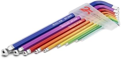 PB Swiss Tools Limited Edition 25Y Rainbow Hex Key Set PB 212.LH-10RB25YCN | 100% Swiss Made | 9-Piece Allen Wrench Set Color Coded by Size 1.5-10mm with Ball End