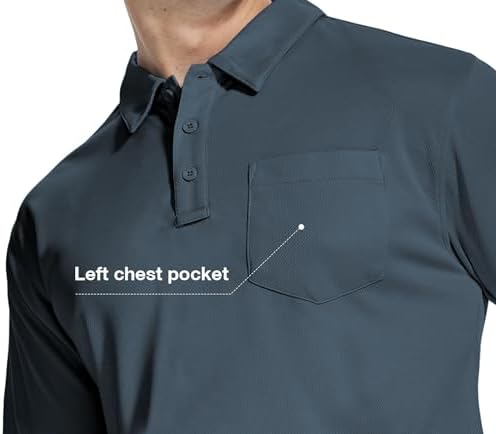ZITY 5 Pack Polo Shirts for Men with Pocket Dry Quickly Short Sleeve Athletic Outdoor Work Collared Shirts