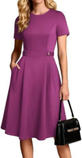 GRACE KARIN Women's 2026 Short Sleeve Church Work Midi Dresses with Pockets