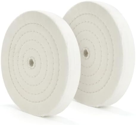 SCOTTCHEN Buffing Polishing Wheel 8" x 5/8" Arbor x 70Ply White Fine Cotton for Bench Grinder - 2 PCS