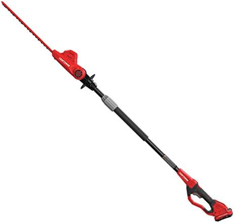 CRAFTSMAN V20 Pole Hedge Trimmer Cordless, 18-Inch, Battery and Charger Included Hedge Trimmer with Extension Pole, Up to 11 Ft Extended Reach (CMCPHT818D1)