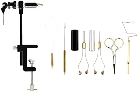 Rotary Fly Tying Vise for Beginners – 360° Sturdy Clamp Base Black Fly Vise/Complete Fly Fishing Tools Kit | Fly Tying Materials Kit | Fly Tying Kit Accessories for Fishing Enthusiasts