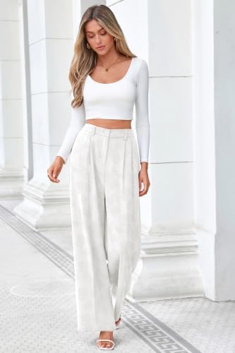 FUNYYZO Wide Leg Dress Pants for Women Work Slacks Business Casual Outfits