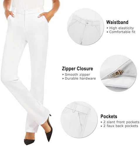 iChosy Women's Stretch Straight Leg Dress Work Pants Business Casual Slacks