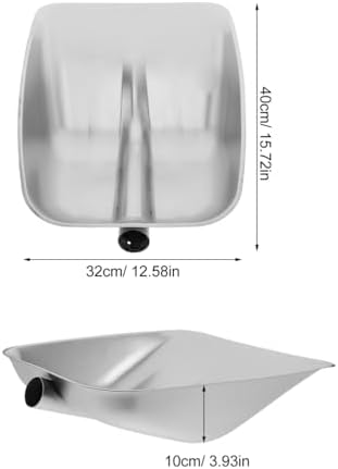 Stainless Steel Snow Shovel Head Replacement Heavy Duty Shovel Scoop for Snow Removal Driveway Grain and Feed Handling Outdoor Gardening Tool 15.74 X 12.59 X 3.93 in
