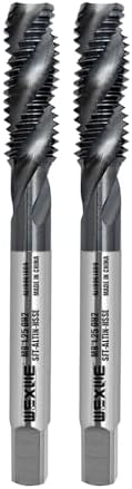 Tools M8 x 1.25 AlTiN Coating Spiral Flute Thread Tap, Metric Machine Threading Tap High Speed Steel Cobalt(HSSCo), Round Shank with Square End, H2 Tolerance, 2pcs