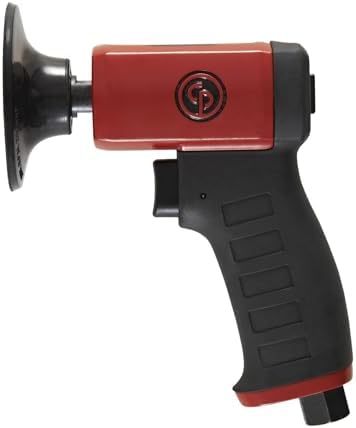 Chicago Pneumatic CP7202D Kit - Air Rotary Sander Tool, Home Improvement, Woodworking Tools, Polisher, Rust Removal, Rotary Tool, Pistol Handle, Hook & Loop, 3 Inch (75 mm), 0.2 HP/ 150W - 15000 RPM, One Size, Factory