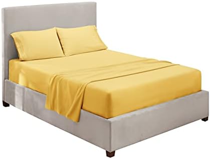 Hearth & Harbor King Size Sheets - 4 Piece Bed Sheet Set, Hotel Luxury Double Brushed Bed Sheets - Extra Soft Bedding Sheets & Pillowcases, King, Mellow Yellow