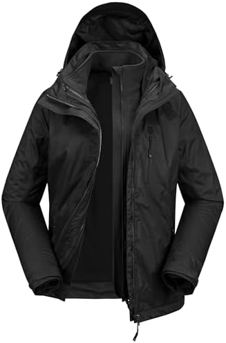33,000ft Women's 3 in 1 Hooded Rain Jacket Waterproof Softshell Ski Coat