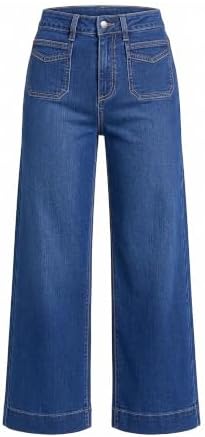 GRAPENT Women's Wide Leg Jeans High Waisted Cropped Stretchy Denim Pants
