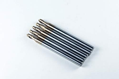 Carbide Ball Nose End Mill for CNC Machine Milling Tools, for Alloy Steels/Hardened Metals - 2 Flute - 55HRC TiAlN Coated (5Pcs, 1/8)