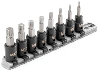 TEKTON 3/8 Inch Drive Triple Square Impact Bit Socket Set | SIB91104 | 8-Piece, (M4 - M12), Socket Rail