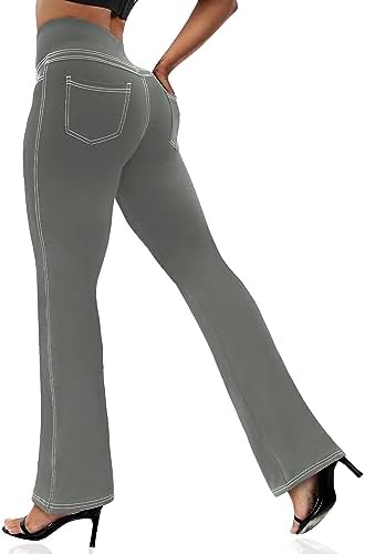 VOOVEEYA Women's Bootcut Leggings - Bootleg Yoga Pants Flare with 4 Pockets