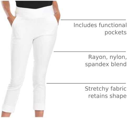 HDE Pull On Capri Pant for Women w/Pockets Elastic Waist Cropped Work Pant