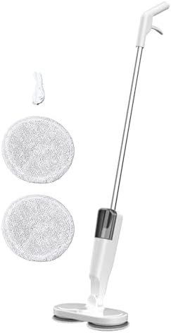Electric Mop Lightweight Cordless Electric Mop with Water Sprayer, Rechargeable for Hardwood Tile Marble Floors (White)
