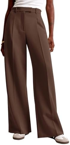 NIMIN Women Wide Leg Work Pants High Waisted Dress Trousers with Pockets