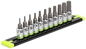 GRIPEDGE HEX Bit Socket Set | 11-PC - 1/4'' Drive Short SAE RPT Hex Driver Set | Sizes 1/16'' - 9/32'' | Made With S2 Steel | Includes Premium Aluminum Storage Rail |