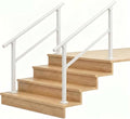 Hand Rails for Outdoor Steps，Stair Handrail & Indoor Stair Railing Kit，Railings for Outdoor Steps for Fence & Outdoor Steps (2, White-Straight, 4 Step)