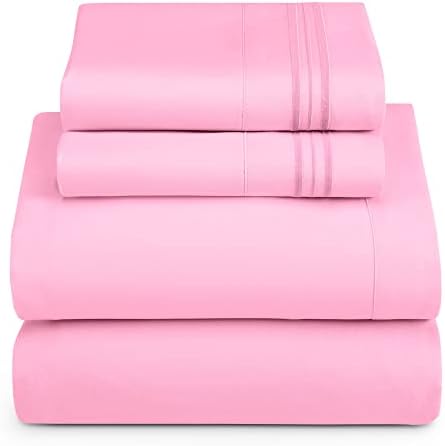 Hearth & Harbor Split King Size Sheets - 5 Piece Bed Sheet Set, Hotel Luxury Double Brushed Bed Sheets - Extra Soft Bedding Sheets & Pillowcases, Split King, Lilac