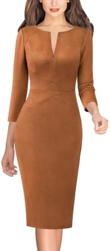 VFSHOW Womens Work Business Office Zipper Up Slim Bodycon Sheath Dress