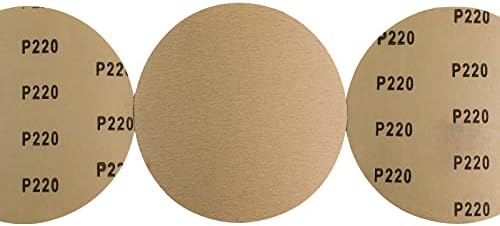 CowboyBOB 100 PCS 6 Inch PSA Sanding Discs 220 Grit Sandpapers Self Adhesive Sticky-Back Sandpaper for Deburring and Blending Sanding Discs Roll Application on Industrial and Woodworking